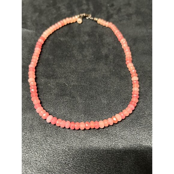 16"natural pink Rhodochrosite beaded necklace 925 tested - Picture 4 of 7